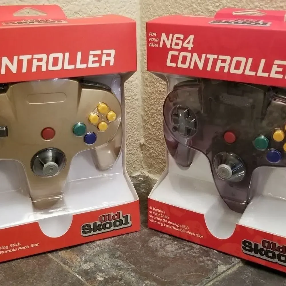2 N64 Controllers - Gold & Atomic Purple (NEW) - Nintendo64 - Old Skool